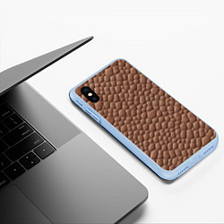 Чехол iPhone XS Max матовый Коричневая кожа крокодила, цвет: 3D-голубой — фото 2