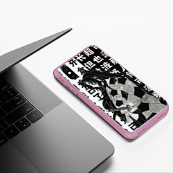Чехол iPhone XS Max матовый Кокушибо и иероглифы - Клинок демонов, цвет: 3D-розовый — фото 2