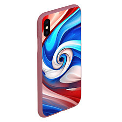 Чехол iPhone XS Max матовый Волны в цвете флага РФ, цвет: 3D-малиновый — фото 2