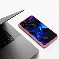 Чехол iPhone XS Max матовый Blue dark neon, цвет: 3D-малиновый — фото 2