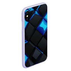 Чехол iPhone XS Max матовый Черные и синие плитки, цвет: 3D-светло-сиреневый — фото 2
