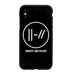 Чехол iPhone XS Max матовый Twenty One Pilots glitch на темном фоне, цвет: 3D-черный