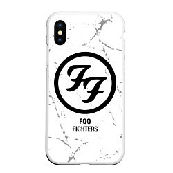 Чехол iPhone XS Max матовый Foo Fighters glitch на светлом фоне, цвет: 3D-белый