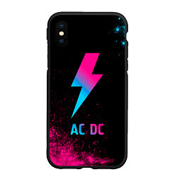 Чехол iPhone XS Max матовый AC DC - neon gradient, цвет: 3D-черный