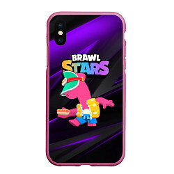 Чехол iPhone XS Max матовый Brawl stars Doug, цвет: 3D-малиновый