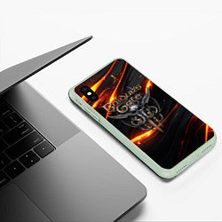 Чехол iPhone XS Max матовый Baldurs Gate 3 logo gold, цвет: 3D-салатовый — фото 2