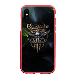 Чехол iPhone XS Max матовый Baldurs Gate 3 logo dark green