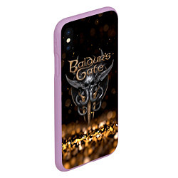 Чехол iPhone XS Max матовый Baldurs Gate 3 logo dark gold logo, цвет: 3D-сиреневый — фото 2