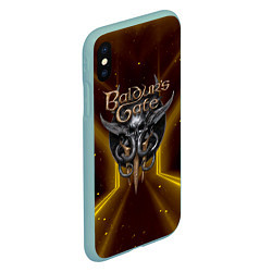 Чехол iPhone XS Max матовый Baldurs Gate 3 logo black gold, цвет: 3D-мятный — фото 2