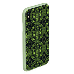 Чехол iPhone XS Max матовый Орнамент маори, цвет: 3D-салатовый — фото 2