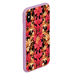 Чехол iPhone XS Max матовый Розовые узоры, цвет: 3D-сиреневый — фото 2