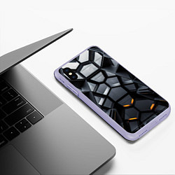 Чехол iPhone XS Max матовый Объемная черная конструкция, цвет: 3D-светло-сиреневый — фото 2