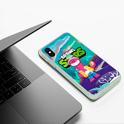 Чехол iPhone XS Max матовый Даг Бравлы аниме стиль, цвет: 3D-салатовый — фото 2