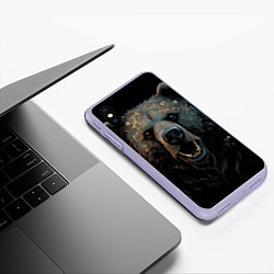 Чехол iPhone XS Max матовый Мощный медведь, цвет: 3D-светло-сиреневый — фото 2