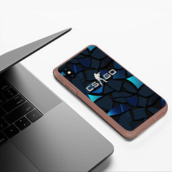 Чехол iPhone XS Max матовый CS GO blue black elements, цвет: 3D-коричневый — фото 2