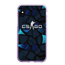 Чехол iPhone XS Max матовый CS GO blue black elements, цвет: 3D-сиреневый