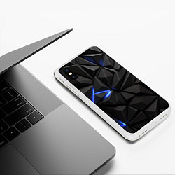 Чехол iPhone XS Max матовый Неоновое синее свечение на черном, цвет: 3D-белый — фото 2