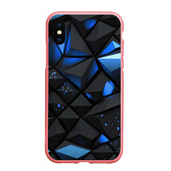 Чехол iPhone XS Max матовый Blue black texture, цвет: 3D-баблгам