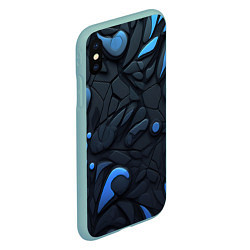 Чехол iPhone XS Max матовый Blue black abstract texture, цвет: 3D-мятный — фото 2