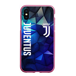 Чехол iPhone XS Max матовый Juventus logo blue, цвет: 3D-малиновый