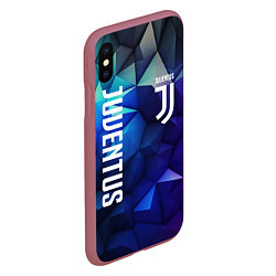 Чехол iPhone XS Max матовый Juventus logo blue, цвет: 3D-малиновый — фото 2