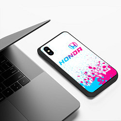 Чехол iPhone XS Max матовый Honda neon gradient style: символ сверху, цвет: 3D-черный — фото 2