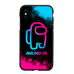 Чехол iPhone XS Max матовый Among Us - neon gradient, цвет: 3D-черный