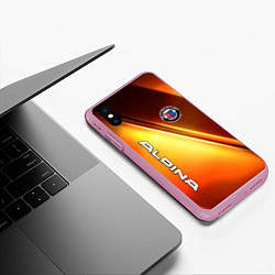 Чехол iPhone XS Max матовый Alpina - теплое свечение, цвет: 3D-розовый — фото 2