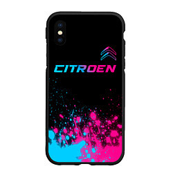 Чехол iPhone XS Max матовый Citroen - neon gradient: символ сверху, цвет: 3D-черный