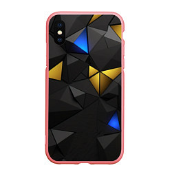 Чехол iPhone XS Max матовый Black yellow geometry, цвет: 3D-баблгам