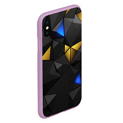 Чехол iPhone XS Max матовый Black yellow geometry, цвет: 3D-сиреневый — фото 2