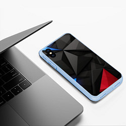 Чехол iPhone XS Max матовый Black blue red elements, цвет: 3D-голубой — фото 2