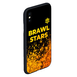 Чехол iPhone XS Max матовый Brawl Stars - gold gradient: символ сверху, цвет: 3D-черный — фото 2