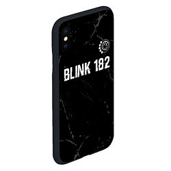 Чехол iPhone XS Max матовый Blink 182 glitch на темном фоне: символ сверху, цвет: 3D-черный — фото 2