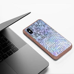 Чехол iPhone XS Max матовый Серые и голубые пирамиды, цвет: 3D-коричневый — фото 2