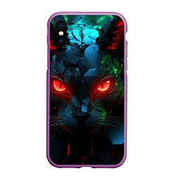 Чехол iPhone XS Max матовый Cyberpunk cat, цвет: 3D-фиолетовый