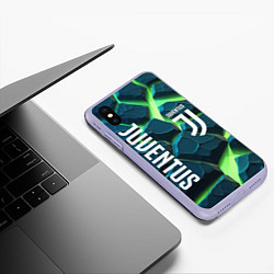 Чехол iPhone XS Max матовый Juventus green neon, цвет: 3D-светло-сиреневый — фото 2