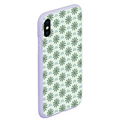 Чехол iPhone XS Max матовый Веточки и полоски, цвет: 3D-светло-сиреневый — фото 2