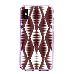 Чехол iPhone XS Max матовый Ромбы цвета кофе, цвет: 3D-сиреневый