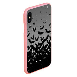 Чехол iPhone XS Max матовый Серый фон и летучие мыши, цвет: 3D-баблгам — фото 2