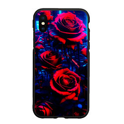 Чехол iPhone XS Max матовый Красные розы cuberpank, цвет: 3D-черный