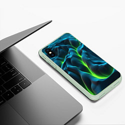 Чехол iPhone XS Max матовый Зеленая кислотная текстура с плитами, цвет: 3D-салатовый — фото 2