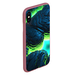 Чехол iPhone XS Max матовый Зеленые объемные плиты, цвет: 3D-малиновый — фото 2