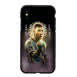 Чехол iPhone XS Max матовый Лионель Месси сборная Аргентины ЧМ 2022, цвет: 3D-черный