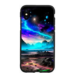 Чехол iPhone XS Max матовый Фантастическая планета космос, цвет: 3D-черный