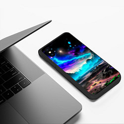 Чехол iPhone XS Max матовый Фантастическая планета космос, цвет: 3D-черный — фото 2