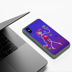 Чехол iPhone XS Max матовый Мама длинные ноги синий градиент, цвет: 3D-темно-зеленый — фото 2