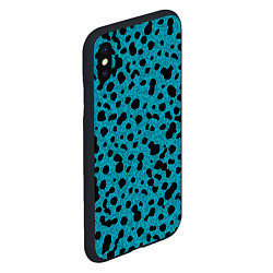 Чехол iPhone XS Max матовый Пятнистый паттерн чёрно-голубой, цвет: 3D-черный — фото 2