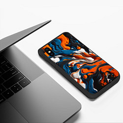 Чехол iPhone XS Max матовый Акриловые краски - оранжевые, цвет: 3D-черный — фото 2