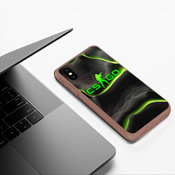 Чехол iPhone XS Max матовый CSGO green black logo, цвет: 3D-коричневый — фото 2